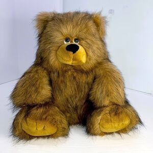 A&A Plush Inc Vintage Brown Black Bear Plush Stuffed Animal 15" 1992 Furry Soft
